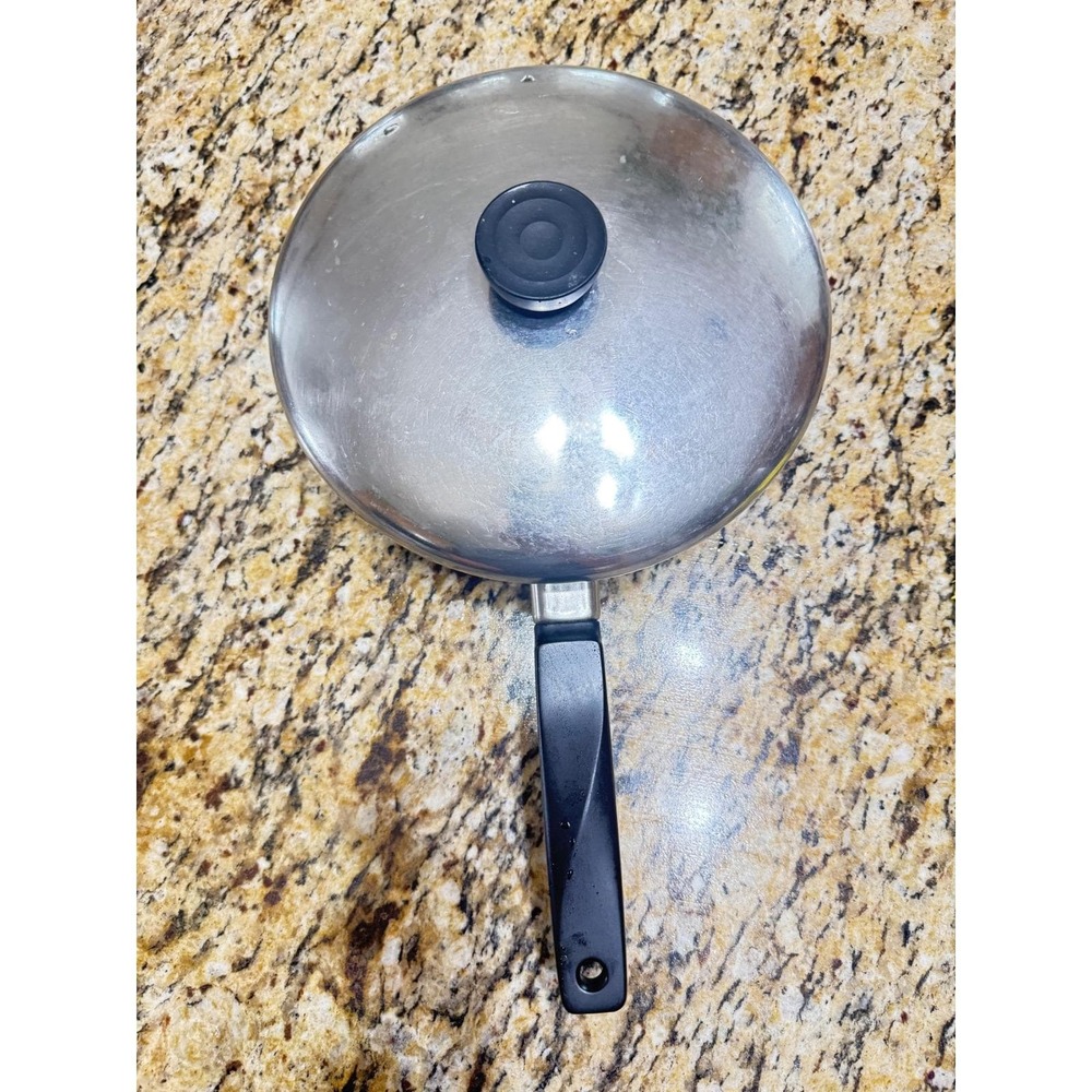 VTG 50s Ekcoware Stainless Steel Skillet Thick Copper Bottom 8.5 Inch Pan USA